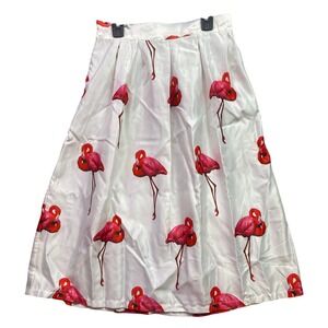 Flamingo Skirt Womens Extra Large AOP Festival Cocktail Preppy Academia Career